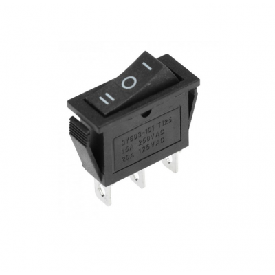 Intrerupator basculant/rocker ON–OFF–ON cu mentinere, 15A 250V