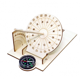 Ceas solar lemn DIY cu busola, kit educativ STEM, sundial