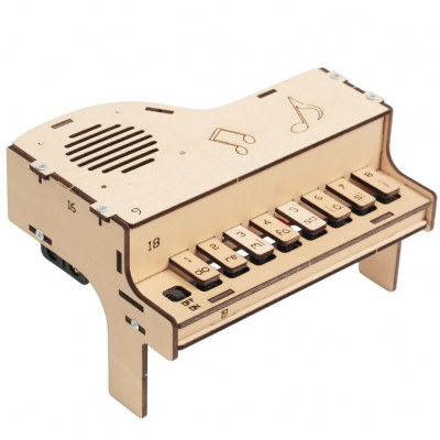 Kit pian electronic DIY din lemn, educativ STEM, mini orga cu