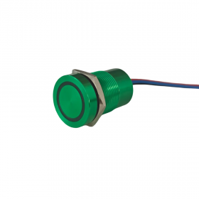 Buton touch piezoelectric SPST 19mm aluminiu, LED rosu/verde