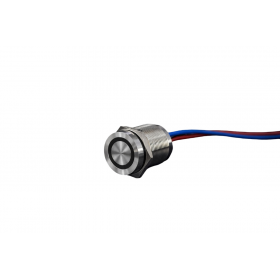 Buton touch SPST 16mm inox, LED rosu/verde, NO, 12-24V DC
