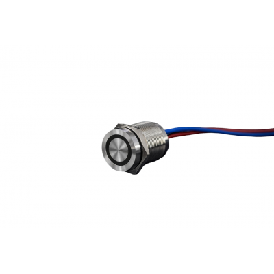 Buton touch SPST 16mm inox, LED rosu/verde, NO, 12-24V DC