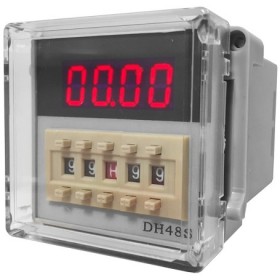 Releu temporizator, digital, simplu, 220V, 0.01sec - 99h99min - DH48S, 14 034