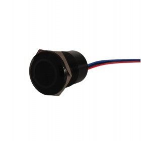 Buton tactil SPST 22mm, metalic negru, LED rosu/verde, NO