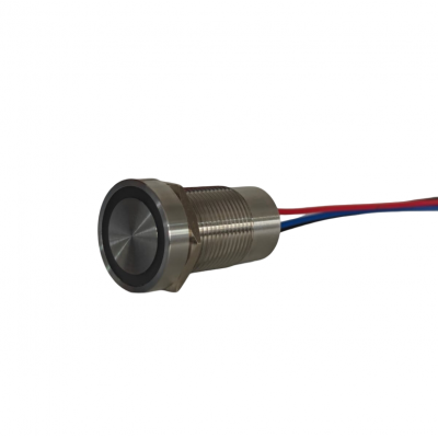 Buton touch piezoelectric SPST 16mm, otel inoxidabil, LED