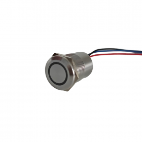 Buton tactil piezoelectric SPST 22mm, metalic, LED rosu/verde