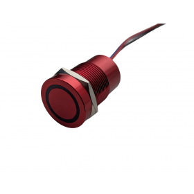 Buton tactil SPST 19mm, metalic rosu, LED rosu/verde, NO