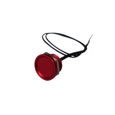 Buton tactil piezoelectric SPST, 16mm, metalic rosu, NO, 12-24V