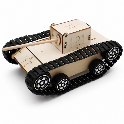 Kit tanc electric DIY din lemn, model educativ, 200x95x125 mm