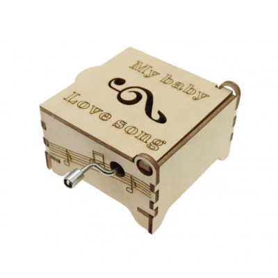 Kit DIY cutie muzicala din lemn cu manivela, model My Baby Love