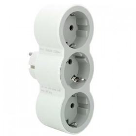 Adaptor triplu priza Legrand 694518, 3 prize frontale, 2P+T, 16A, protectie copii, alb-gri