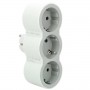 Adaptor triplu priza Legrand 694518, 3 prize frontale, 2P+T, 16A, protectie copii, alb-gri