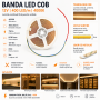 Banda LED COB 12V 5m, 400 LED/m, 5mm, alb neutru 4000K, 7W/m
