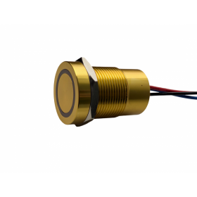 Buton tactil piezoelectric SPST 16mm, metalic auriu, LED