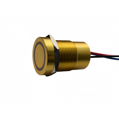 Buton tactil piezoelectric SPST 16mm, metalic auriu, LED