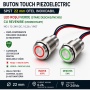 Buton tactil piezoelectric SPST 22mm, metalic, LED rosu/verde