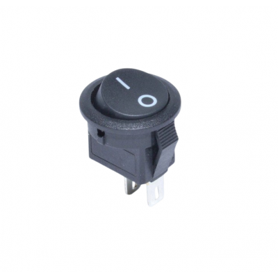 Intrerupator rocker rotund ON-OFF 6A 250VAC 2P 20mm diam, negru