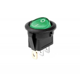 Intrerupator rocker rotund cu iluminare verde 6A 250V, 3 pini