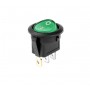 Intrerupator rocker rotund cu iluminare verde 6A 250V, 3 pini