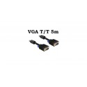 Cablu VGA Tata Tata 5m 15 pini, ecranat, cu bobina antiparaziti