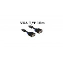 Cablu VGA Tata Tata 15m 15 pini, ecranat, cu bobina antiparaziti