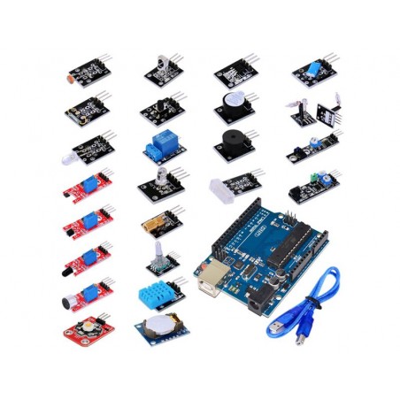 Kit 24 senzori in cutie de plastic. Arduino UNO R3 cu cablu