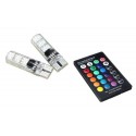 T10-RGB-6SMD-5050 - LED Auto T10 RGB cu telecomanda Magic