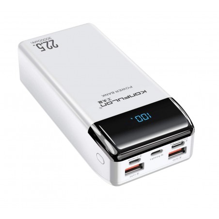 Acumulator extern 30000mAh QC 3.0 PD Konfulon P30Q alb