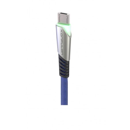 Cablu incarcare telefon USB micro 2.4A Konfulon DC16 albastru